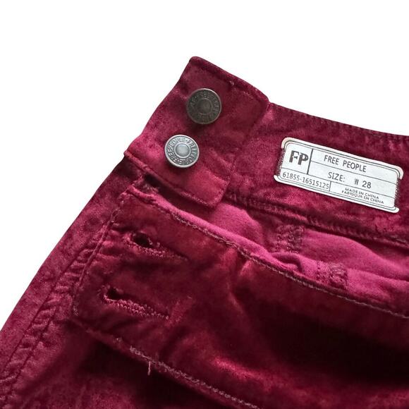 Free People Retro Velvet High Waist Mini Skirt 28 6 Burgundy Romantic Whimsigoth - Picture 10 of 14